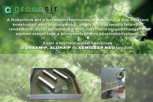 Roltechnik Dream Flat 900 íves önhordó zuhanytálca greensir merevítéssel (8000285)