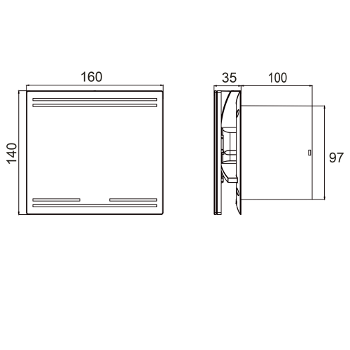Sapho GLASS ventilátor időzítővel, 8W, 100mm, fehér GS102 (K)
