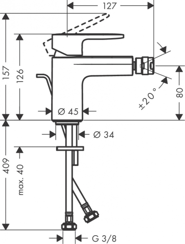 Hansgrohe Vernis Blend bide csaptelep, automata lefolyógarnitúrával matt fekete 71210670