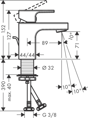 Hansgrohe Vernis Shape egykaros mosdócsaptelep 70, CoolStart, automata lefolyógarnitúrával matt fekete 71593670