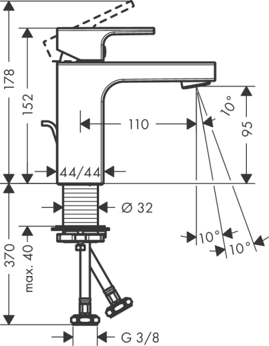 Hansgrohe Vernis Shape egykaros mosdócsaptelep 100, Coolstart, automata lefolyógarnitúrával 71594000