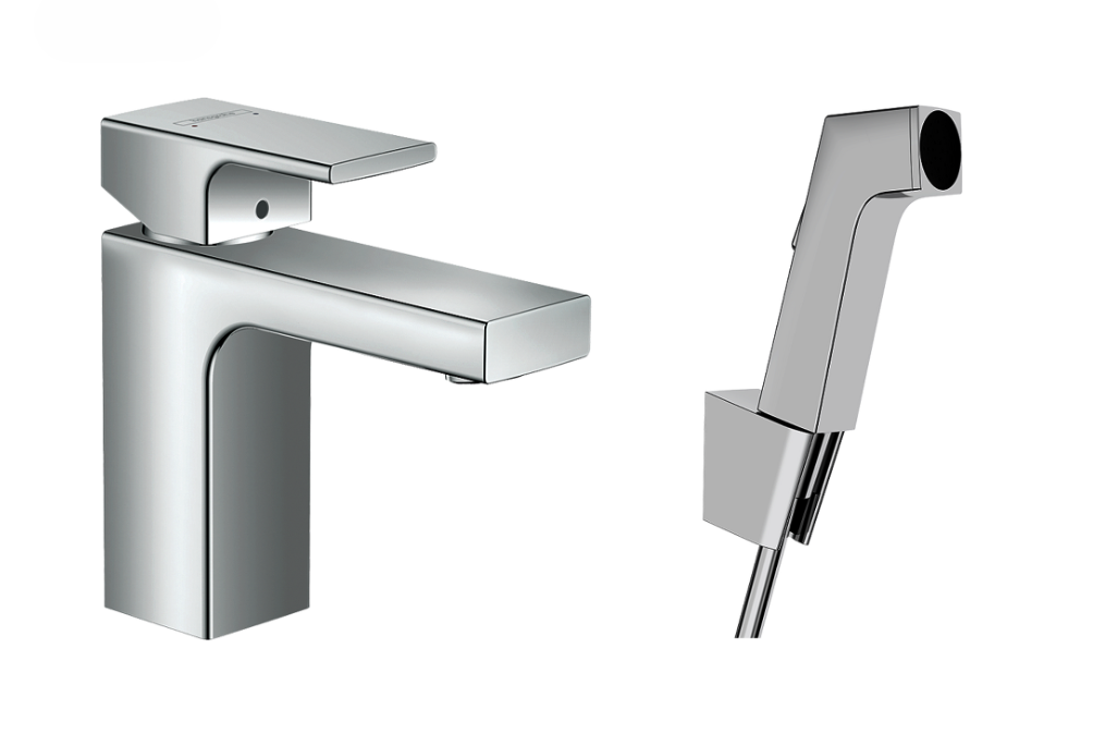 Hansgrohe Vernis Shape egykaros mosdócsaptelep 100, bidé kézizuhannyal és 160 cm-es zuhanytömlővel 71216000