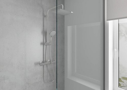 Hansgrohe Vernis Shape Showerpipe 230, 1 jet, termosztátos zuhanyrendszer 26286000