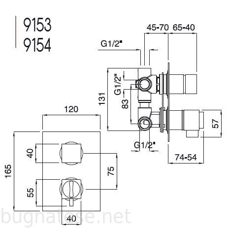 Bugnatese Tetris fal alatti termosztátos 4 állású zuhanycsaptelep, szálcsiszolt nikkel, 9154NS