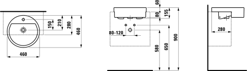 Laufen Living félig beépíthető mosdó H8134310001041