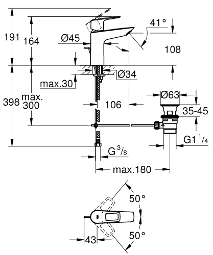 Grohe BauLoop egykaros mosdócsaptelep M-es méret 23762001