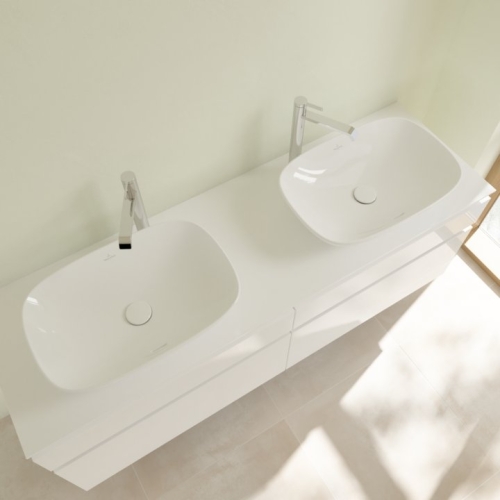Villeroy and Boch Loop & Friends Surface 62x42 cm ráültethető mosdó Stone White CeramicPlus felülettel 4A5000RW