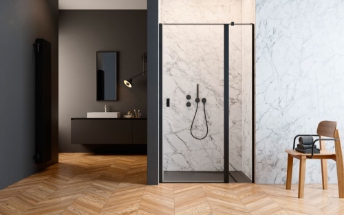 Radaway Nes Black DWJ II 110 cm jobbos zuhanyajtó, fekete 10036110-54-01R