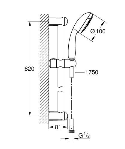 Grohe Tempesta 100 Rudas zuhanygarnitúra, 4 féle vízsugaras kézizuhannyal 27795001