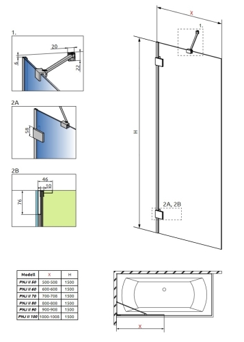Radaway Essenza Pro Gold PNJ II 80 arany kádparaván 10101080-09-01