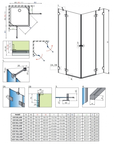 Radaway Essenza Pro Gold KDD 100 J zuhanykabin (egy ajtó), jobbos 10096100-09-01R