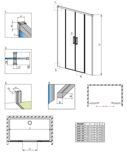 Radaway Idea Gold DWD 200 zuhanyajtó 387120-09-01