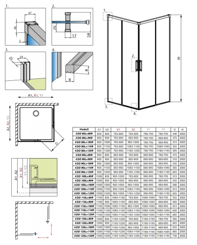 Radaway Idea Gold KDD 100 B zuhanykabin (egy ajtó), balos 387062-09-01L