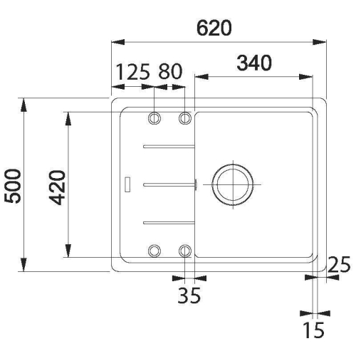 Franke Basis gránit mosogató 620x500 mm, szürke 114.0285.118