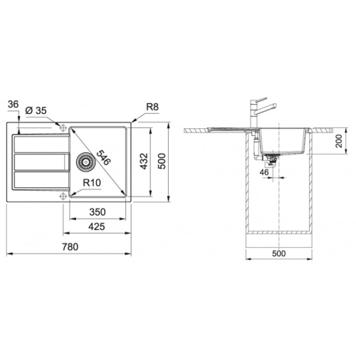 Franke Sirius 2.0 Tectonite mosogató 780x500 mm, szürke 143.0613.585
