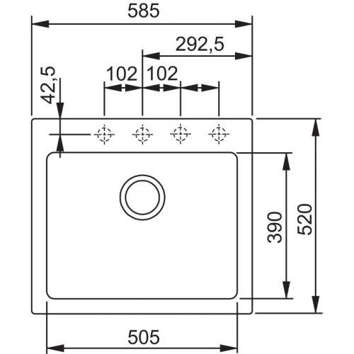 Franke Kubus gránit mosogató 585x520 mm, grafit 114.0284.926