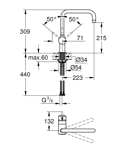 Grohe Flair egykaros mosogatócsap 32453000