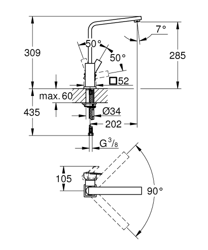 Grohe Sail Cube egykaros mosogatócsap 31393000