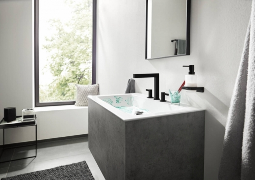 Hansgrohe Finoris mosdócsaptelep 160, push-open lefolyógarnitúrával, matt fekete 76034670