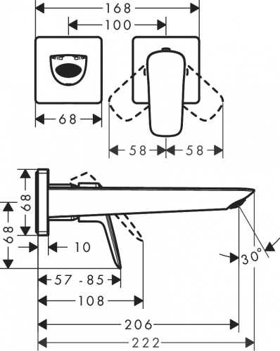 Hansgrohe Logis Fine egykaros mosdócsaptelep falsík alatti telepítéshez, 20,5 cm-es kifolyóval, króm 71256000