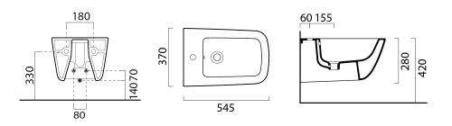Sapho GSI SAND BIG ExtraGlase fali bidé, fehér 9065111