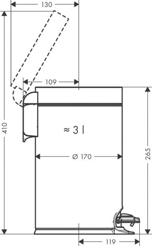 Hansgrohe AddStoris 3 l-es szemetes kuka, pedállal, króm 41775000