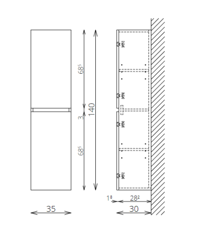 Tboss Basic/Breezy F140 2A kiegészítőszekrény, magasfényű fehér