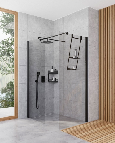 Deante Mokko Nero dupla sarok polc, fekete ADM N541