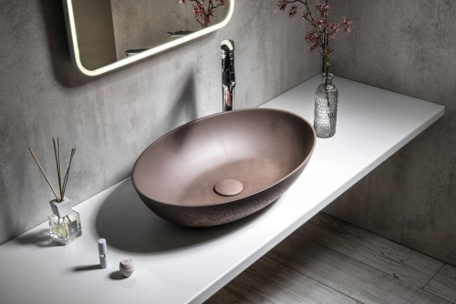 Sapho FORMIGO beton mosdó, 60x14,5x40,5cm, sötét barna FG024