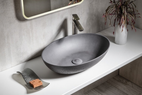 Sapho FORMIGO beton mosdó, 60x14,5x40,5cm, antracit FG026