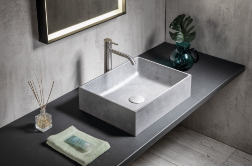 Sapho FORMIGO beton mosdó, 47,5x13x36,5cm, ezüst FG112