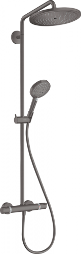 Hansgrohe Croma Select S Showerpipe 280 1jet EcoSmart 9 l/perc termosztáttal és Raindance Select S 120 3jet kézizuhannyal, szálcsiszolt fekete króm 26891340