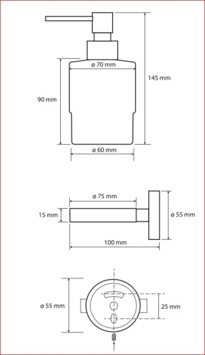 Sapho BEMETA AMBER fali szappanadagoló, 75x145x100mm, 200ml (155109102)