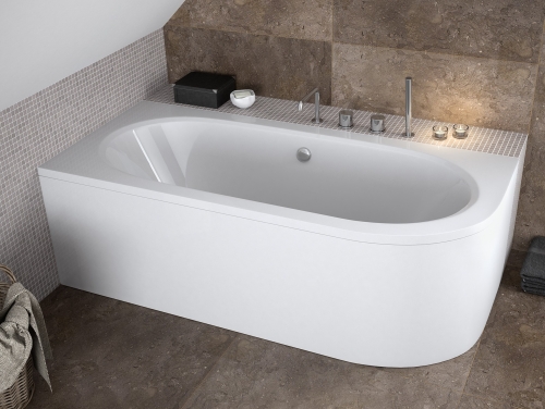 Besco AVITA 180x80 cm balos aszimmetrikus kád, fehér WAV-180-NL