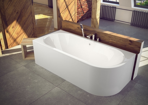 Besco AVITA 160x75 cm balos aszimmetrikus kád, fehér WAV-160-NL