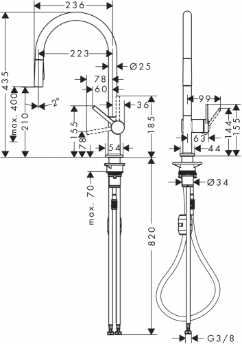 Hansgrohe Talis M54 Egykaros konyhai csaptelep 210, króm 72842000