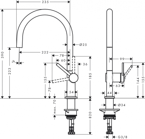Hansgrohe Talis M54 Egykaros konyhai csaptelep 220, matt fekete 72843670