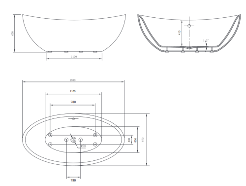 Wellis Arezzo White 180x87 cm szabadonálló kád matt külső fallal WK00189