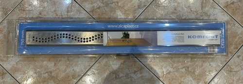 Alcaplast Komfort CPZ8 műanyag zuhanyfolyóka fém hullám ráccsal (750 mm)
