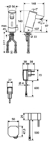 SCHELL PURIS E elektronikus mosdócsaptelep HD-M, hálózati 012140699