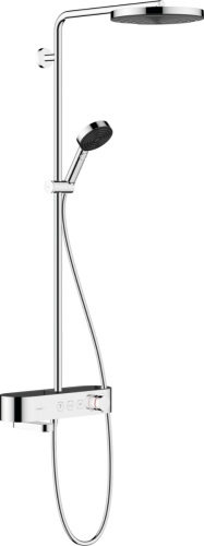 Hansgrohe Pulsify Showerpipe 260, 1 jet, és kádtermosztátos ShowerTablet 400, króm 24230000