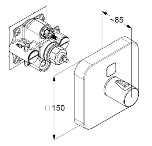KLUDI PUSH HotStop falsík alatti termosztátos zuhanycsap, króm 389010538