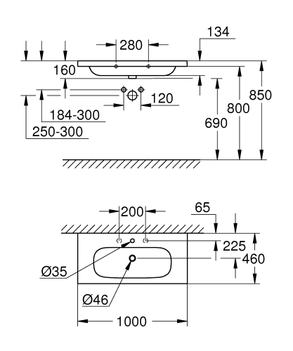 Grohe Euro Ceramic mosdó 100x46 cm 3958500H