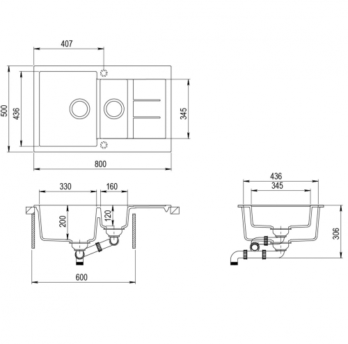 EVIDO Cubo 6S COMPACT gránit mosogatótálca, homok 105573