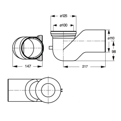 Sapho BRUCKNER WC lefolyó, 110mm, 90 fokos 159.316.0