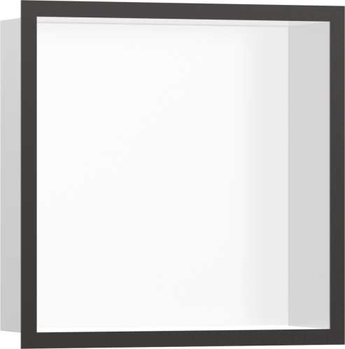 Hansgrohe XtraStoris Individual Falfülke matt fehér színben, szálcsiszolt fekete króm design kerettel 30 x 30 x 10 cm 56099340