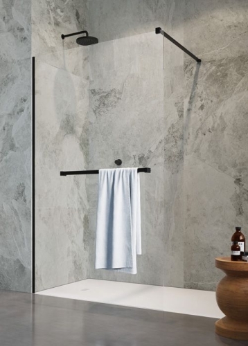 Radaway Modo New Black II Walk-in zuhanyfal törölközőtartóval, 95 cm 389095-54-01W