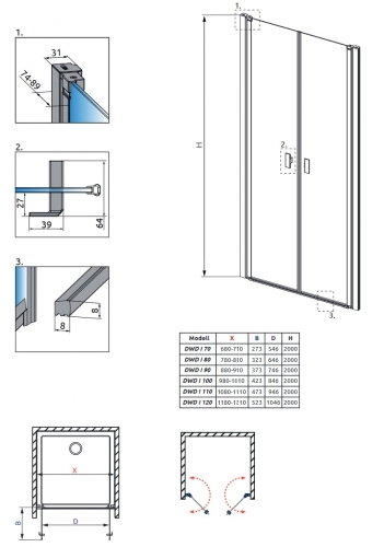 Radaway Nes Black DWD I 90 fekete zuhanyajtó 10027090-54-01