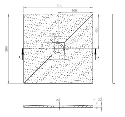 Radaway Kios C 80x80 cm szögletes öntöttmárvány zuhanytálca, bézs KC8080-55