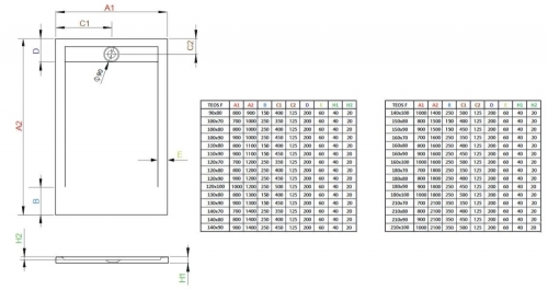 Radaway Teos F 180x80 cm szögletes öntöttmárvány zuhanytálca, fekete HTF18080-54